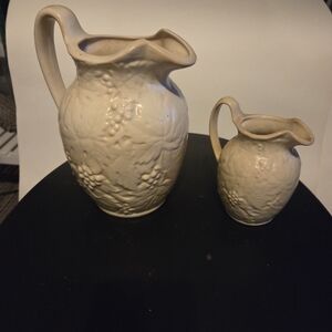 Elegant Cream Ceramic Pitcher Set